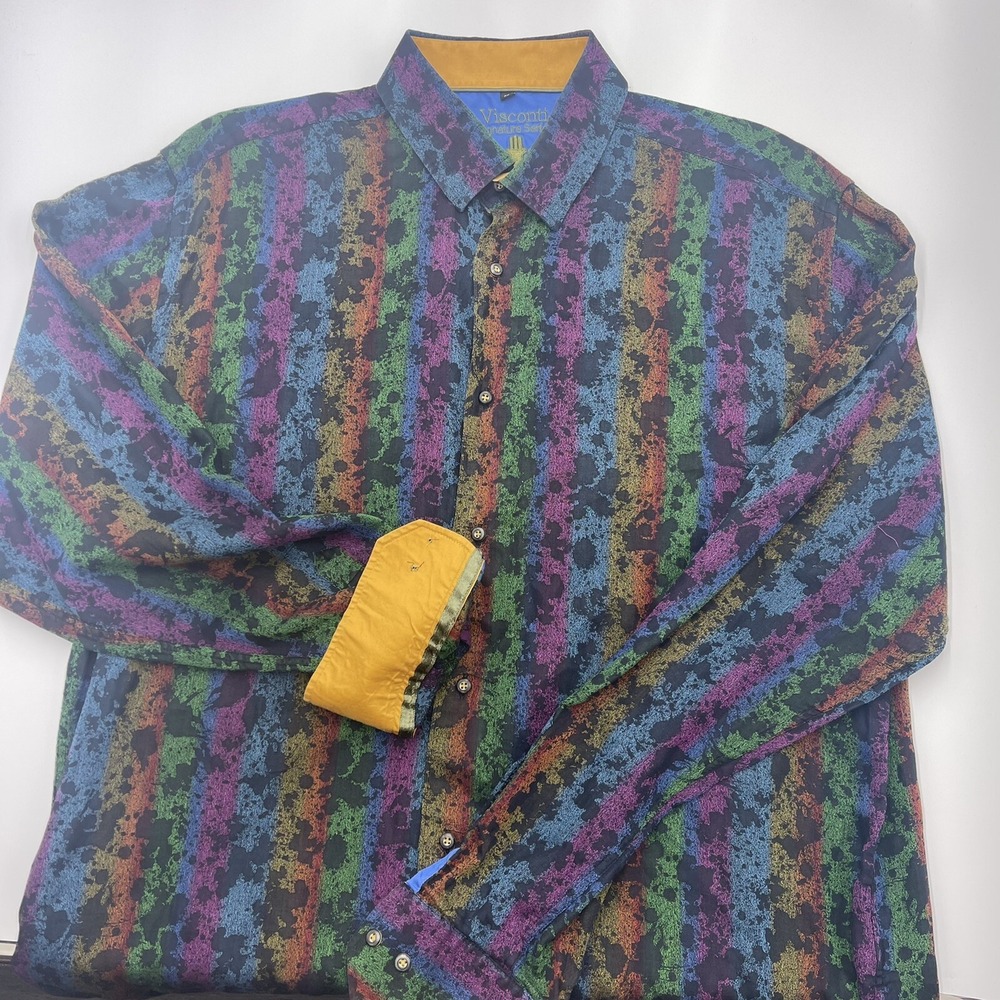 Visconti Men's Signature Series Limited Edition Button Shirt Rainbow Size XLarge